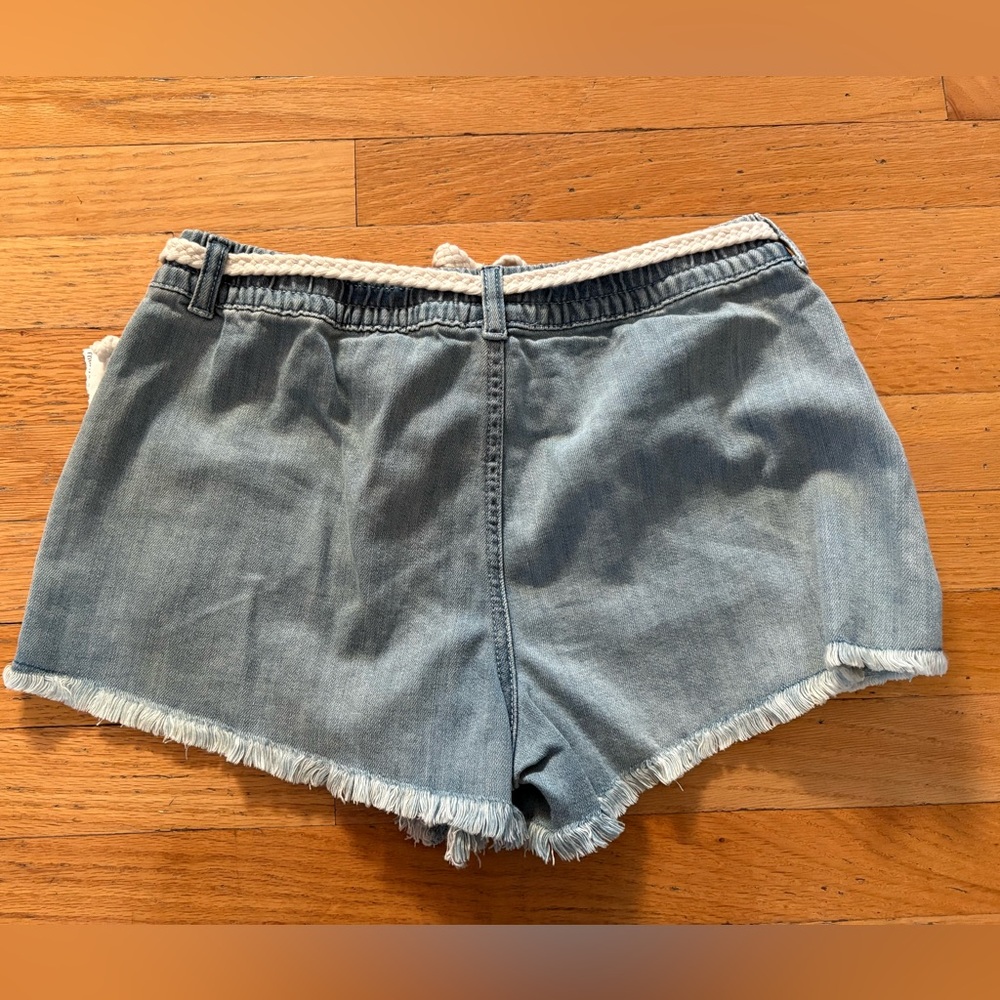 Aerie Rope Belt Denim Shorts Small Petite – Frayed Hem - Picture 3 of 6
